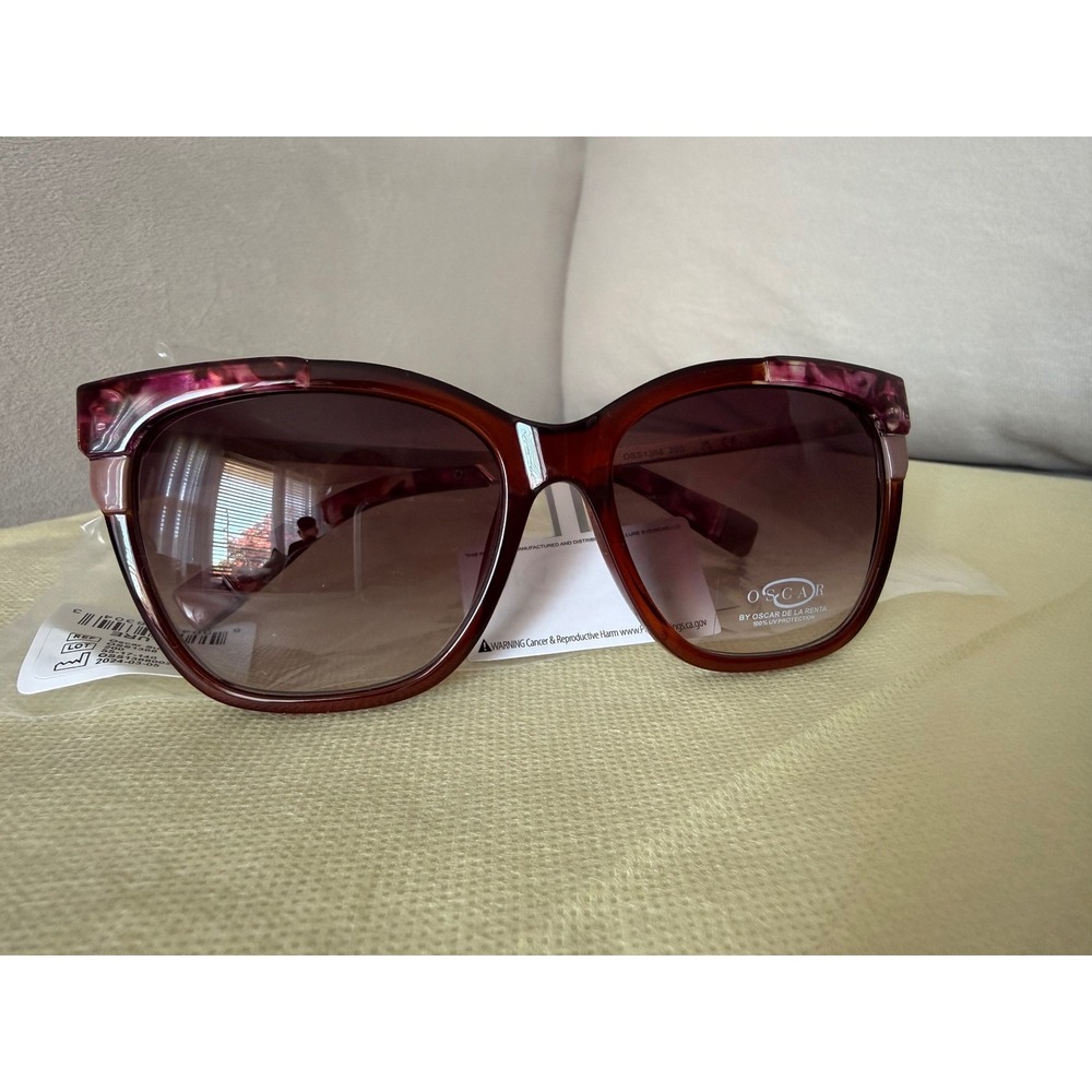Oscar de la Renta Allure Sunglasses Brown Pink Tortoise Gold Elegant New
